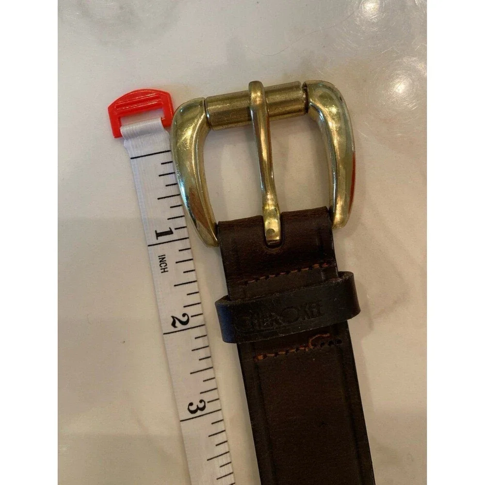 Cherokee Men’s Leather Belt Gold‎ Buckle Dk Brown Buckle 1 “ Leather Belt 41”.